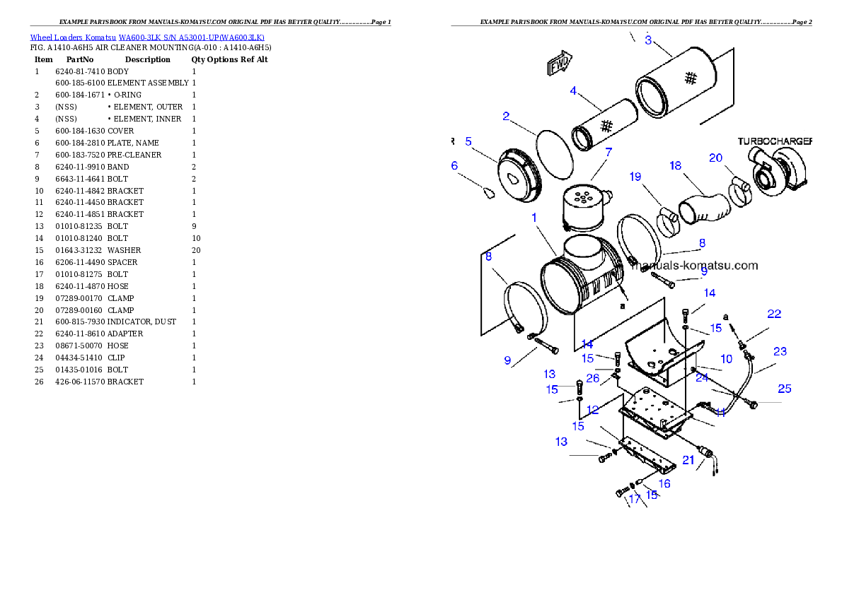 Protected: WA600-3LK S/N A53001-UP Partsbook