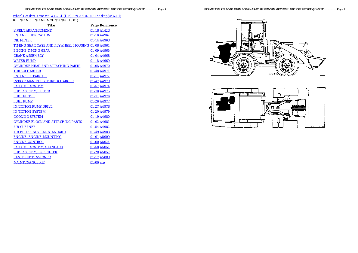 WA60-1 (10F) S/N 371020051 and up Partsbook