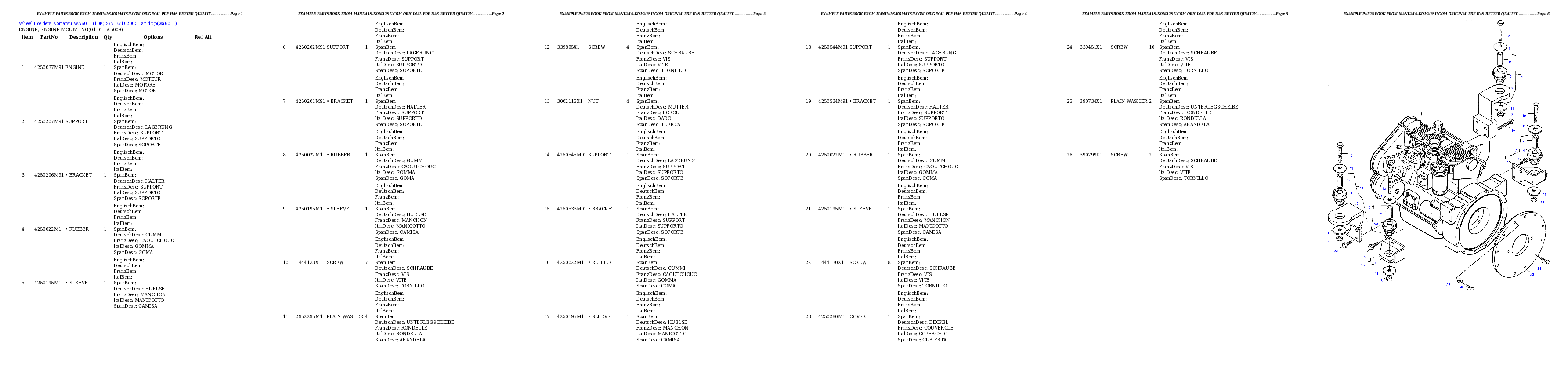 WA60-1 (10F) S/N 371020051 and up Partsbook