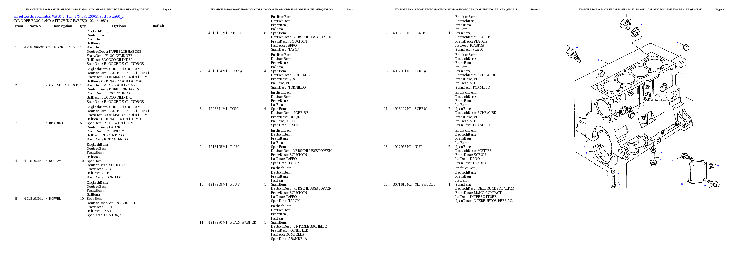 Protected: WA60-1 (10F) S/N 371020051 and up Partsbook