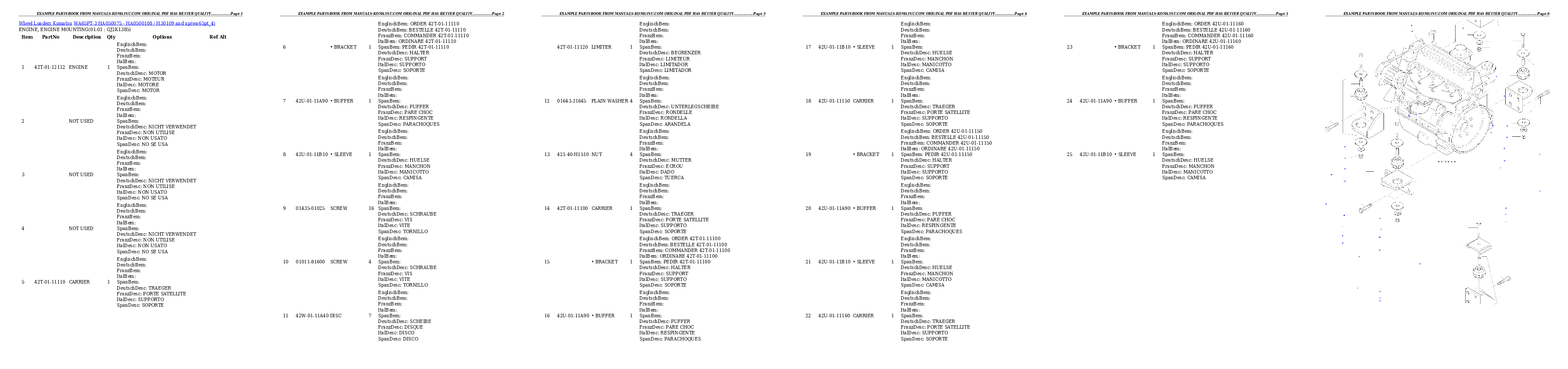 WA65PT-3 HA050075 - HA0500108 / H30109 and up Partsbook