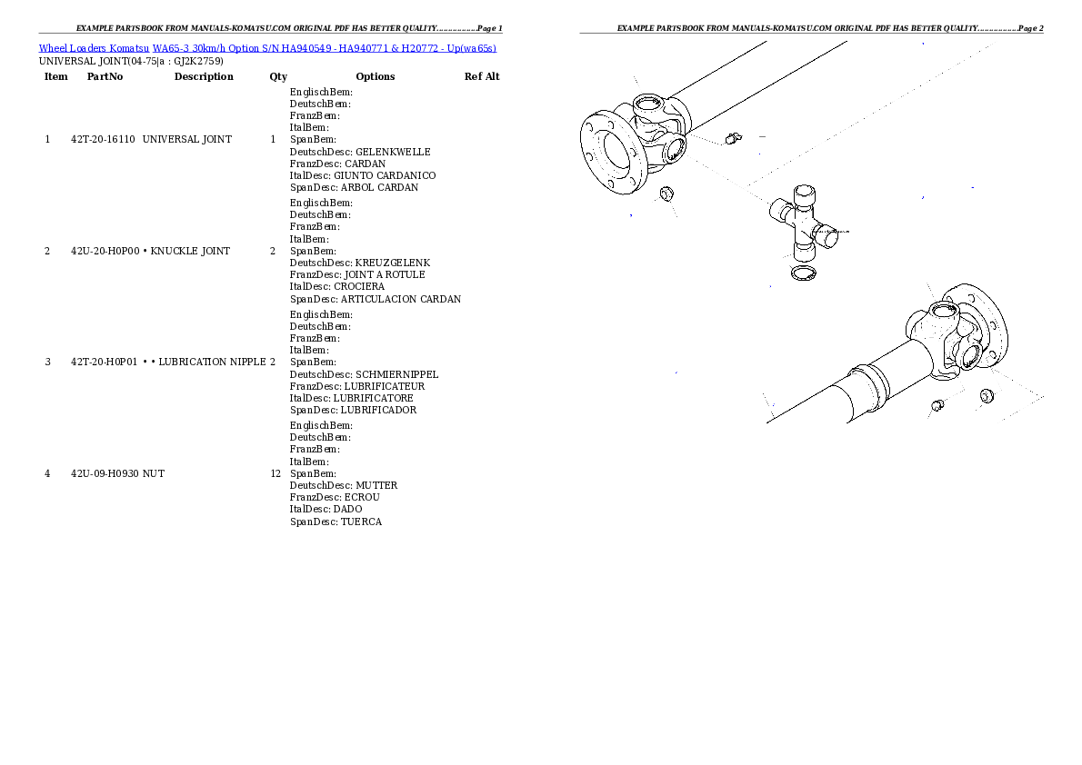 Protected: WA65-3 30km/h Option S/N HA940549 – HA940771 & H20772 – Up Partsbook