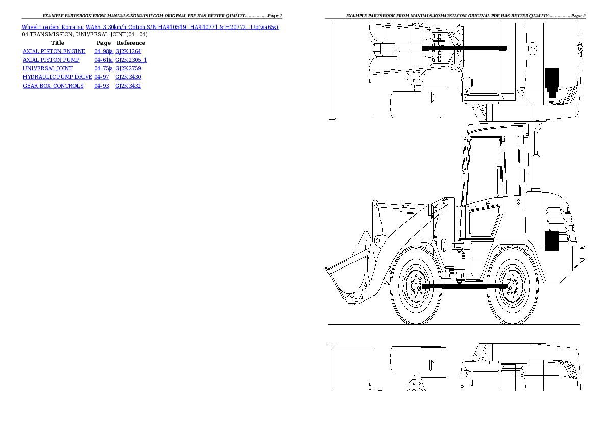 Protected: WA65-3 30km/h Option S/N HA940549 – HA940771 & H20772 – Up Partsbook