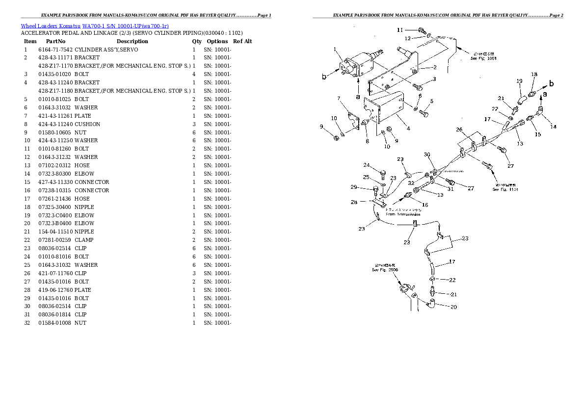 Protected: WA700-1 S/N 10001-UP (-50cent. Spec.) Partsbook