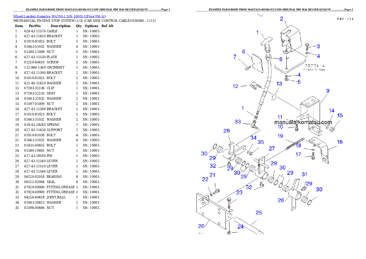 Protected: WA700-1 S/N 10001-UP (-50cent. Spec.) Partsbook