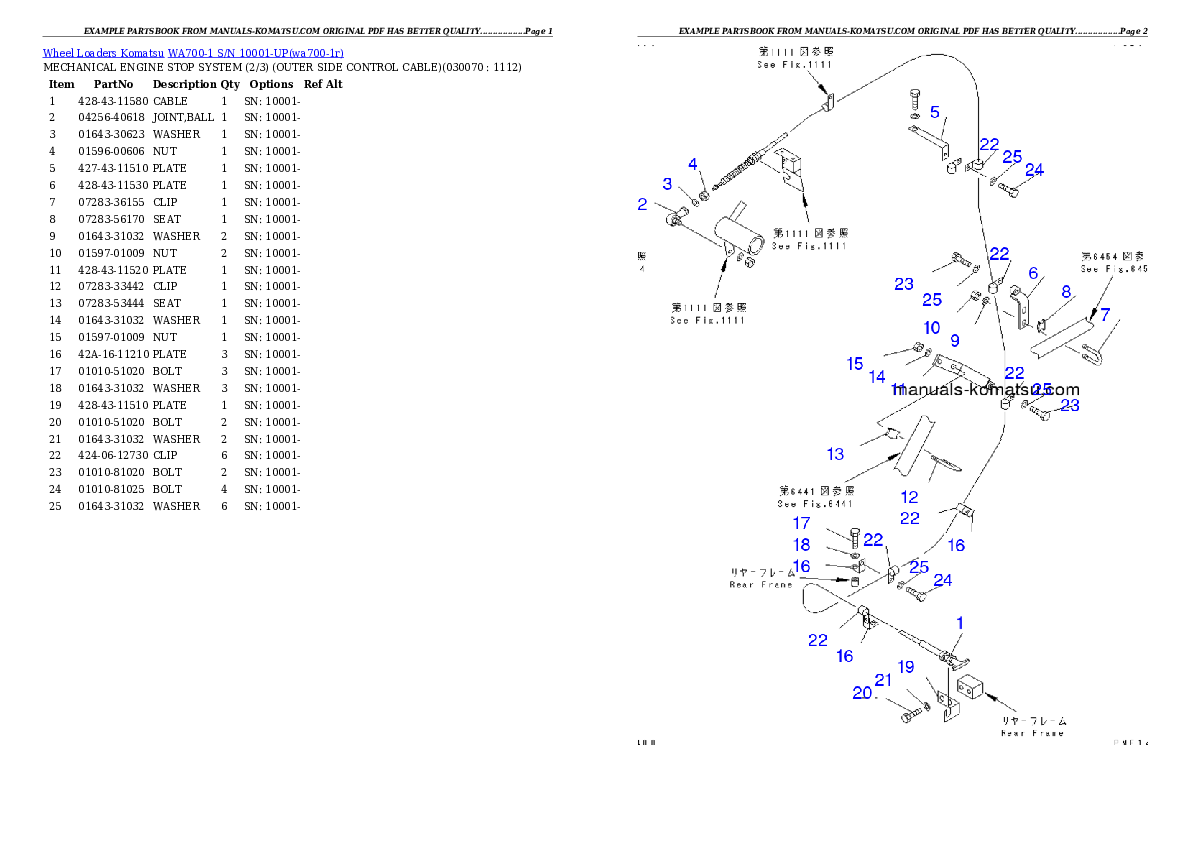Protected: WA700-1 S/N 10001-UP (-50cent. Spec.) Partsbook