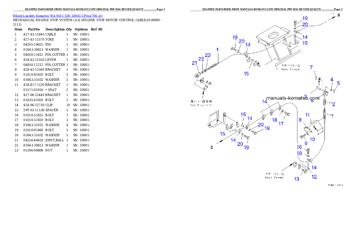 Protected: WA700-1 S/N 10001-UP (-50cent. Spec.) Partsbook
