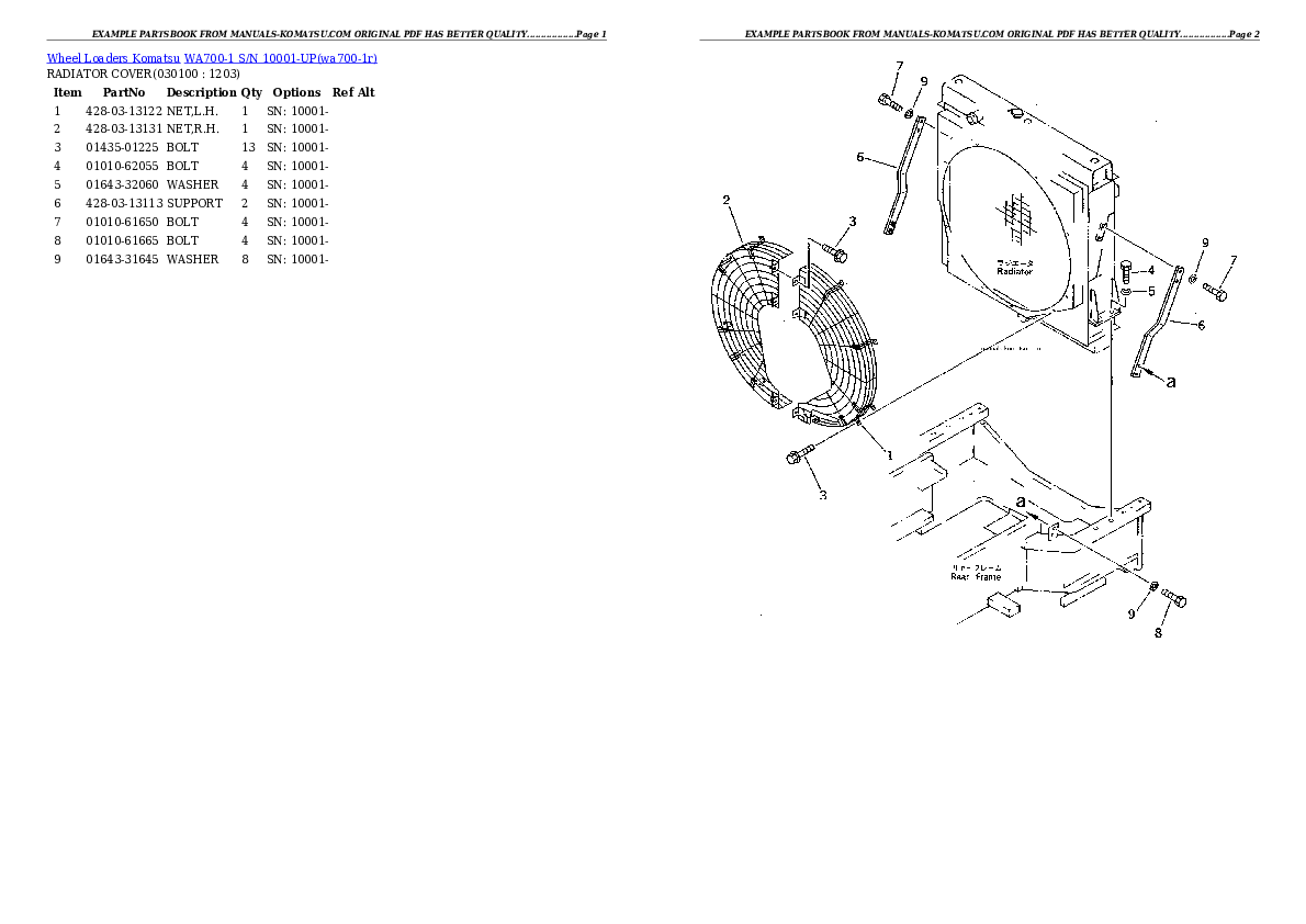 Protected: WA700-1 S/N 10001-UP (-50cent. Spec.) Partsbook