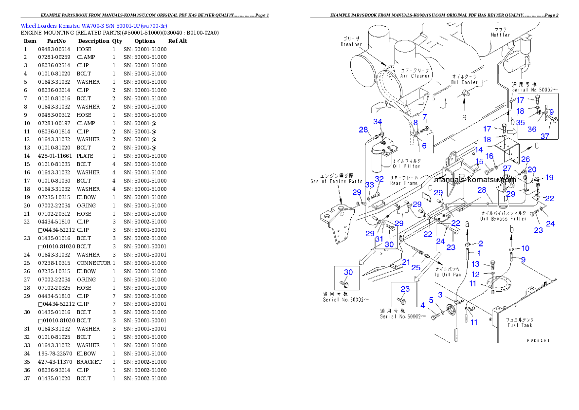 Protected: WA700-3 S/N 50001-UP Partsbook