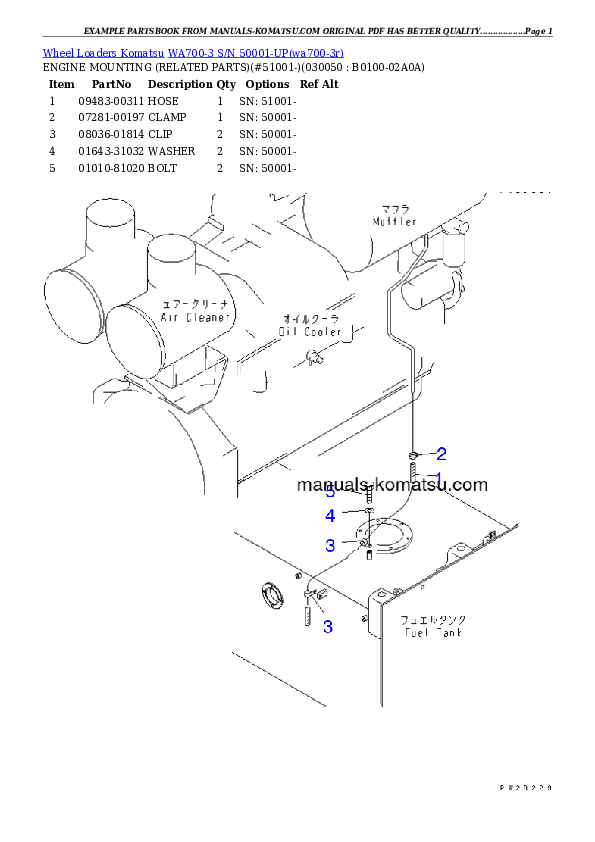 Protected: WA700-3 S/N 50001-UP Partsbook