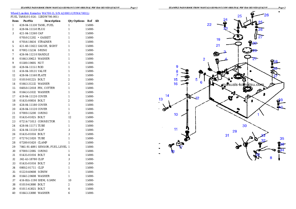 Protected: WA700-1L S/N A20001-UP Partsbook