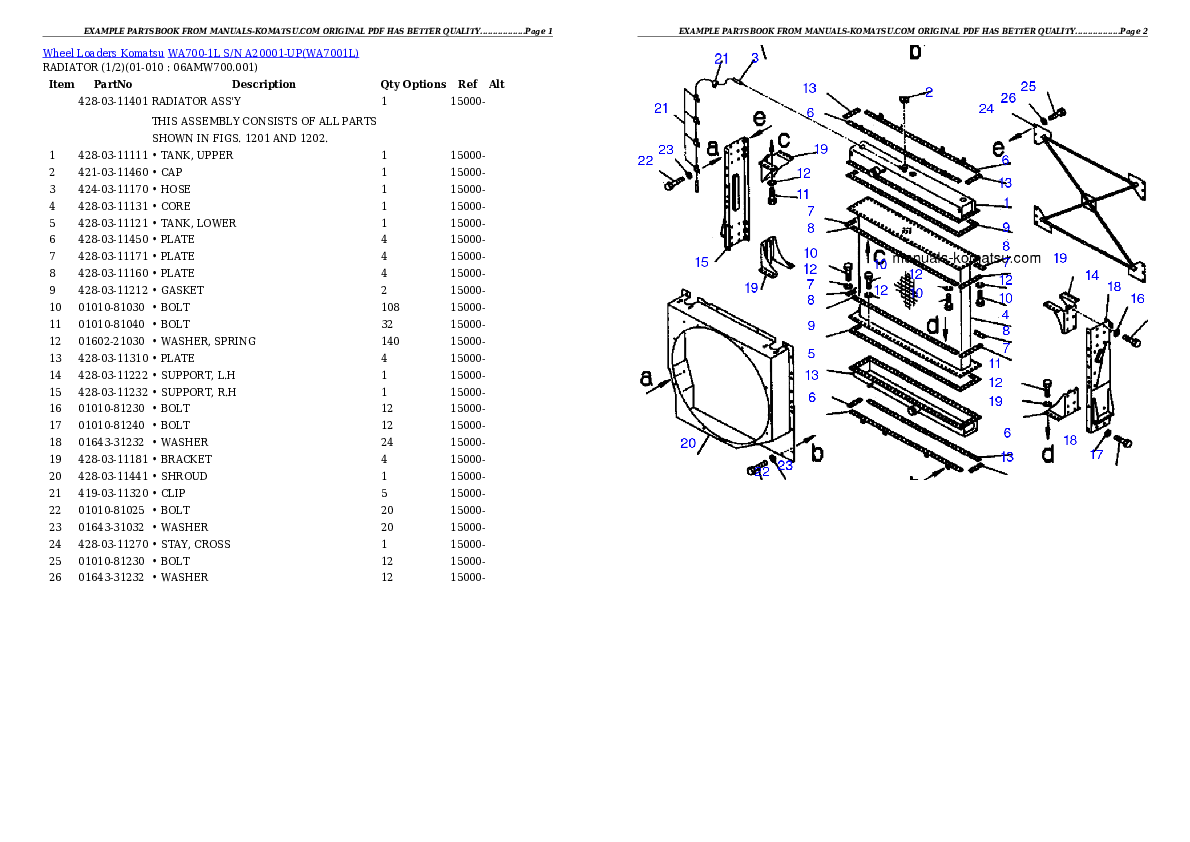 Protected: WA700-1L S/N A20001-UP Partsbook