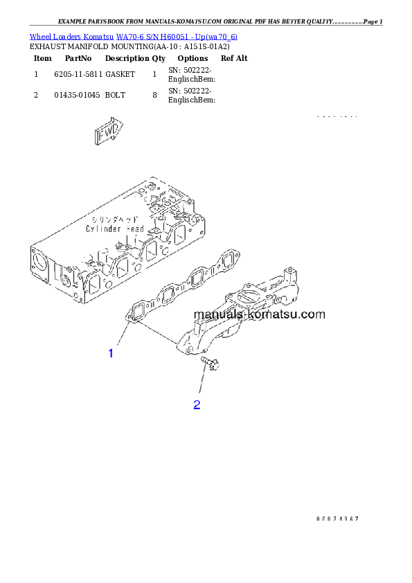 Protected: WA70-6 S/N H60051 – Up Partsbook
