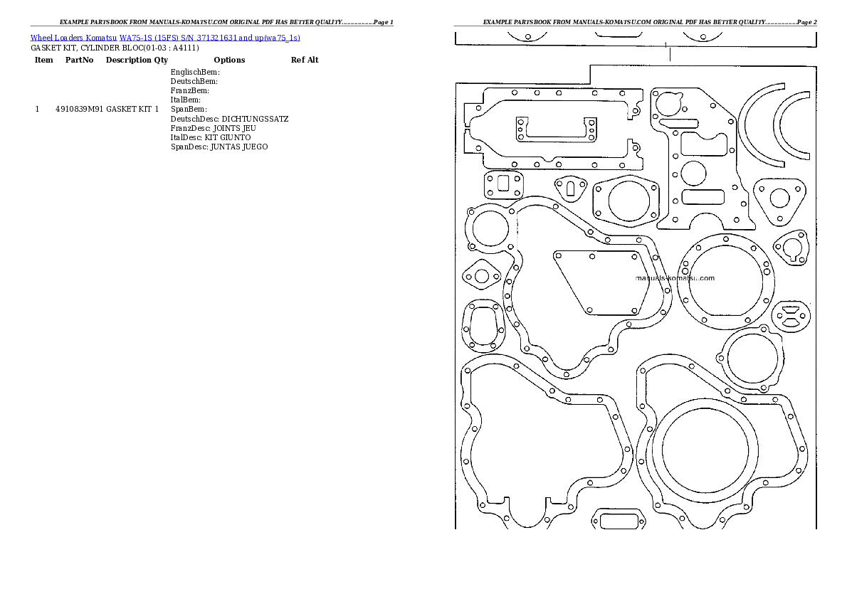 Protected: WA75-1S (15FS) S/N 371321631 and up Partsbook