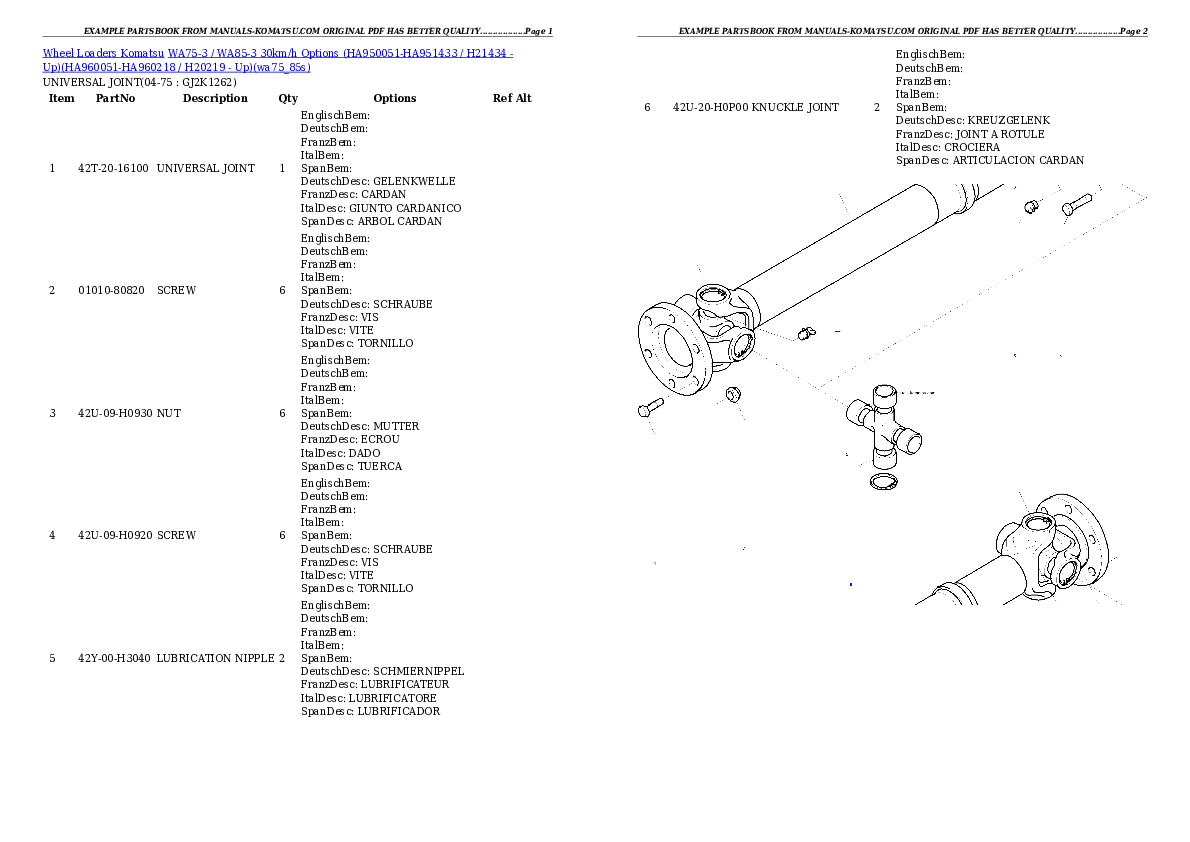 Protected: WA75-3 / WA85-3 30km/h Options (HA950051-HA951433 / H21434 – Up)(HA960051-HA960218 / H20219 – Up) Partsbook