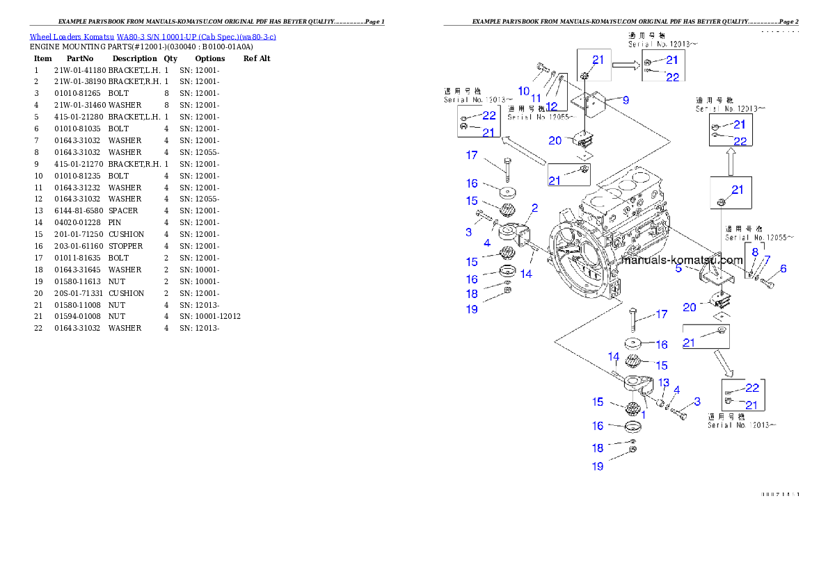 Protected: WA80-3 S/N 10001-UP (Cab Spec.) Partsbook