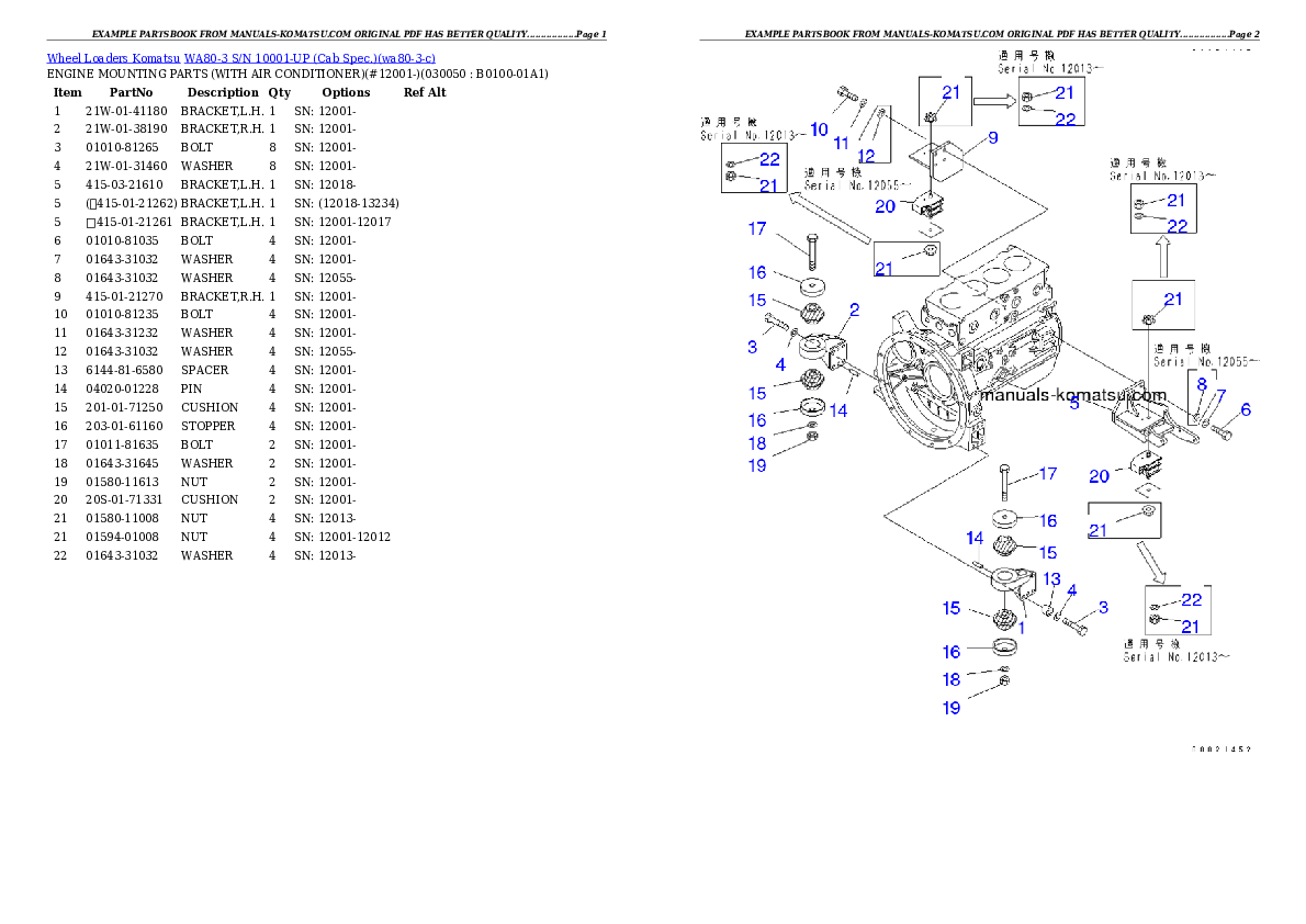 Protected: WA80-3 S/N 10001-UP (Cab Spec.) Partsbook