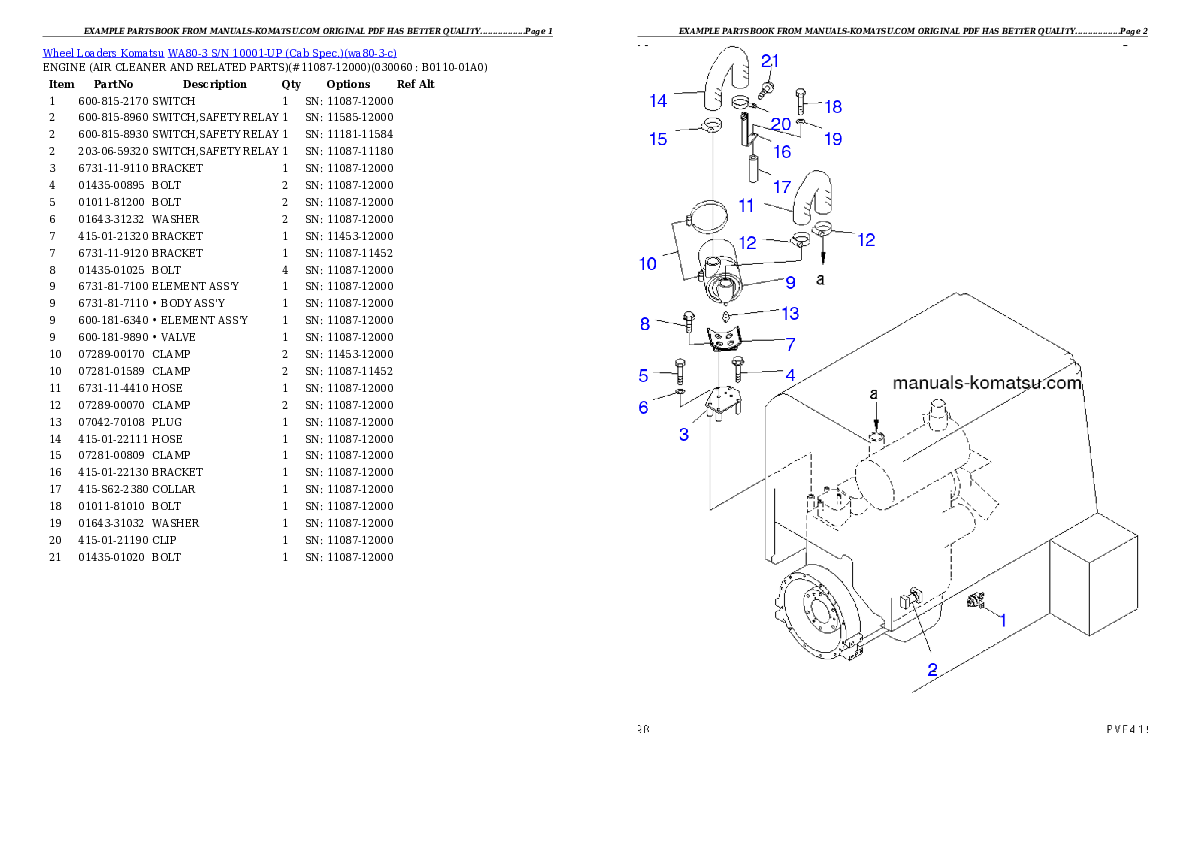 Protected: WA80-3 S/N 10001-UP (Cab Spec.) Partsbook