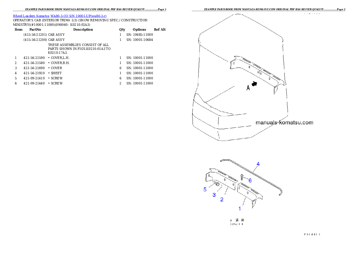 Protected: WA80-3-CO S/N 10001-UP Partsbook