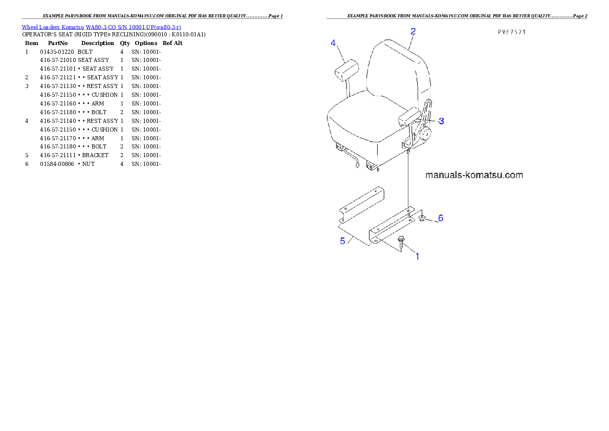 Protected: WA80-3-CO S/N 10001-UP Partsbook