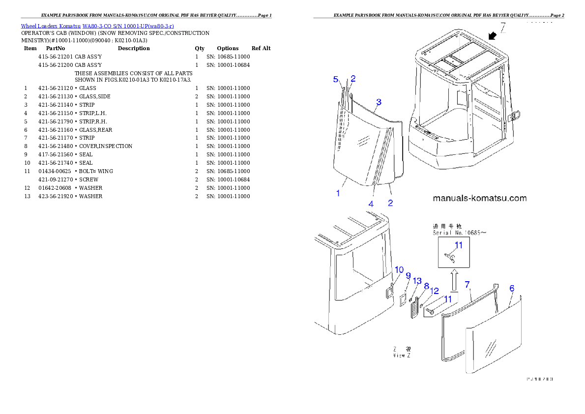 Protected: WA80-3-CO S/N 10001-UP Partsbook