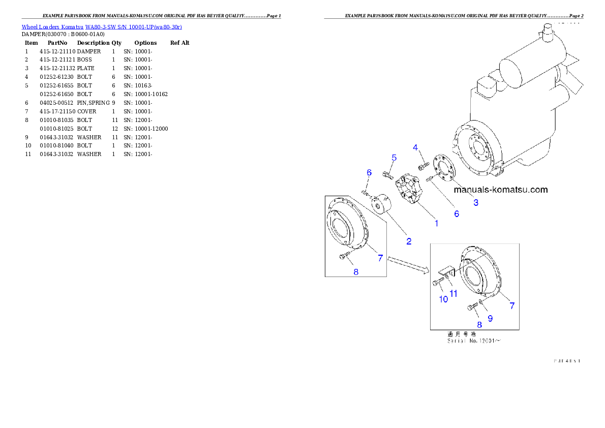 Protected: WA80-3-SW S/N 10001-UP Partsbook