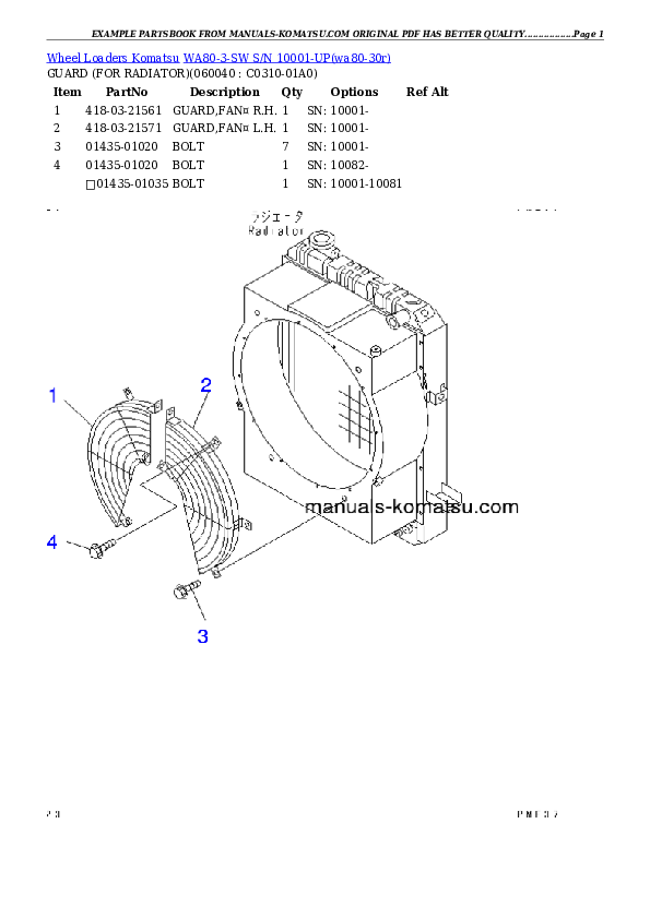 Protected: WA80-3-SW S/N 10001-UP Partsbook