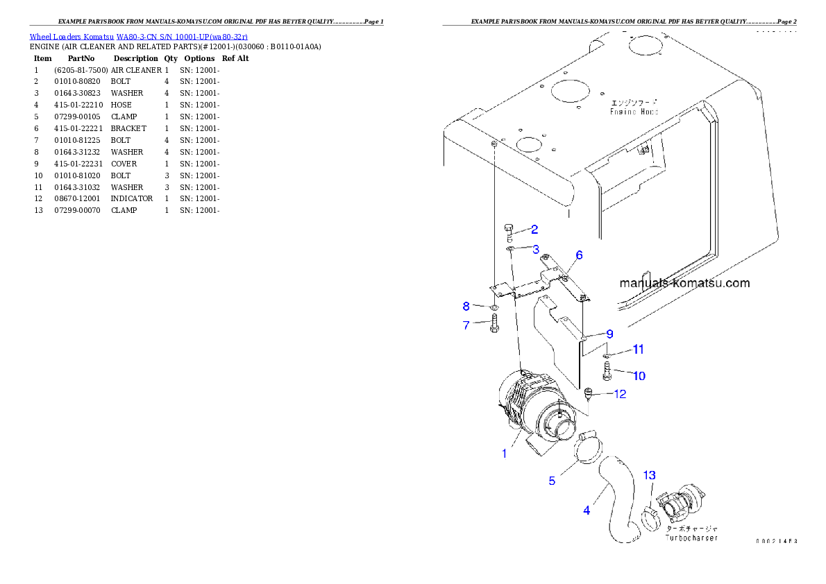 Protected: WA80-3-CN S/N 10001-UP Partsbook