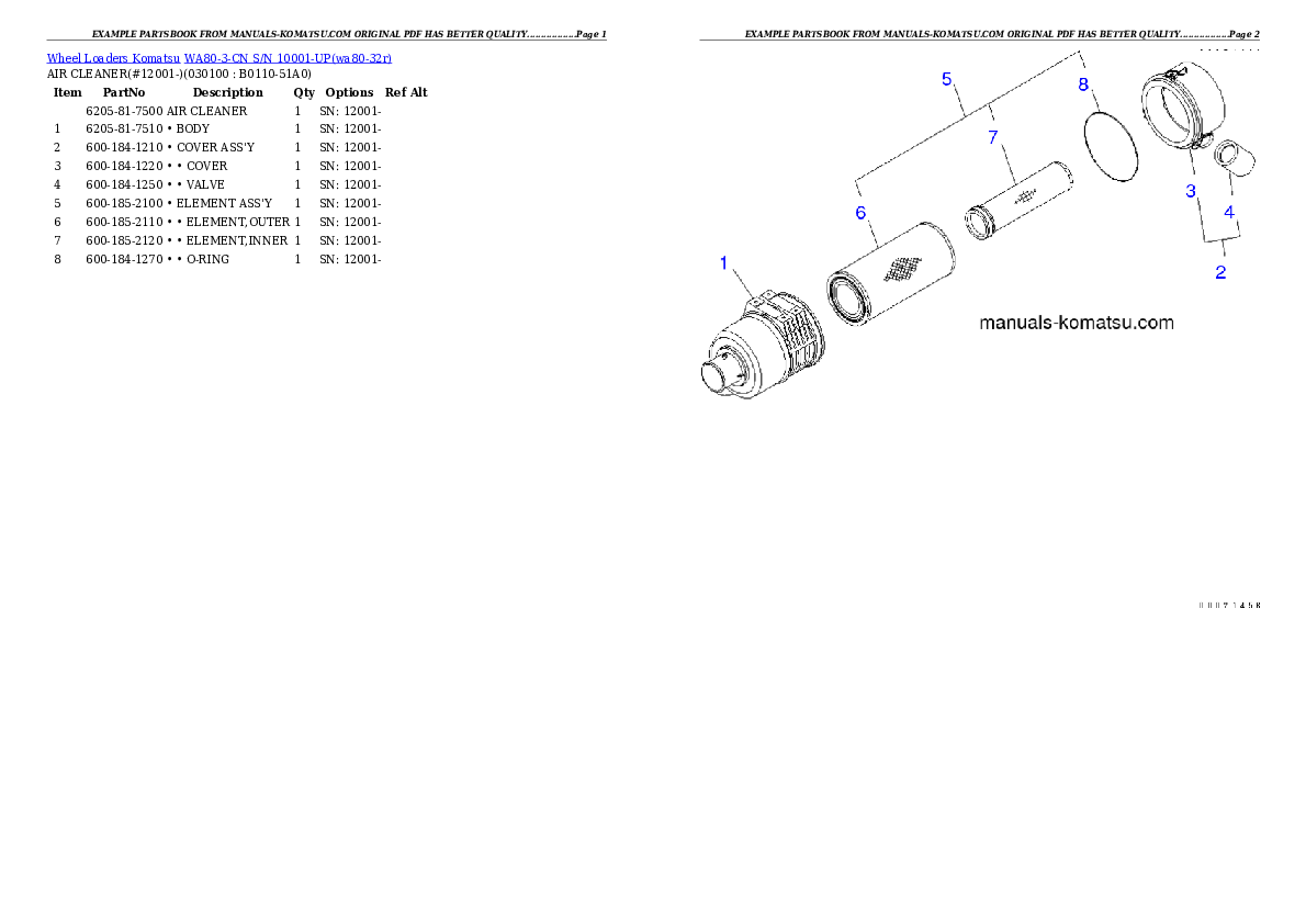 Protected: WA80-3-CN S/N 10001-UP Partsbook