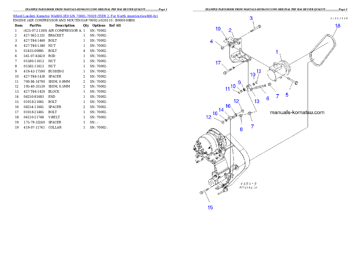 Protected: WA800-3E0 S/N 70001-70029 (TIER 2, For North America) Partsbook