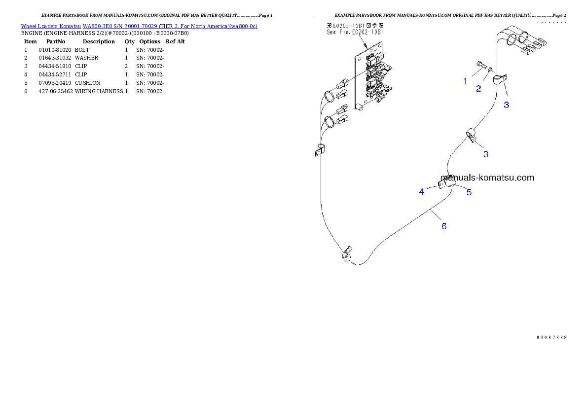 Protected: WA800-3E0 S/N 70001-70029 (TIER 2, For North America) Partsbook