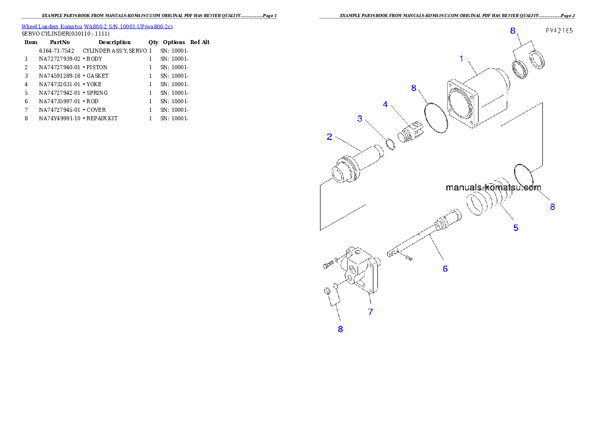 Protected: WA800-2 S/N 10001-UP Partsbook