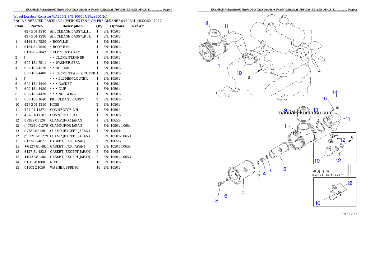 Protected: WA800-2 S/N 10001-UP Partsbook