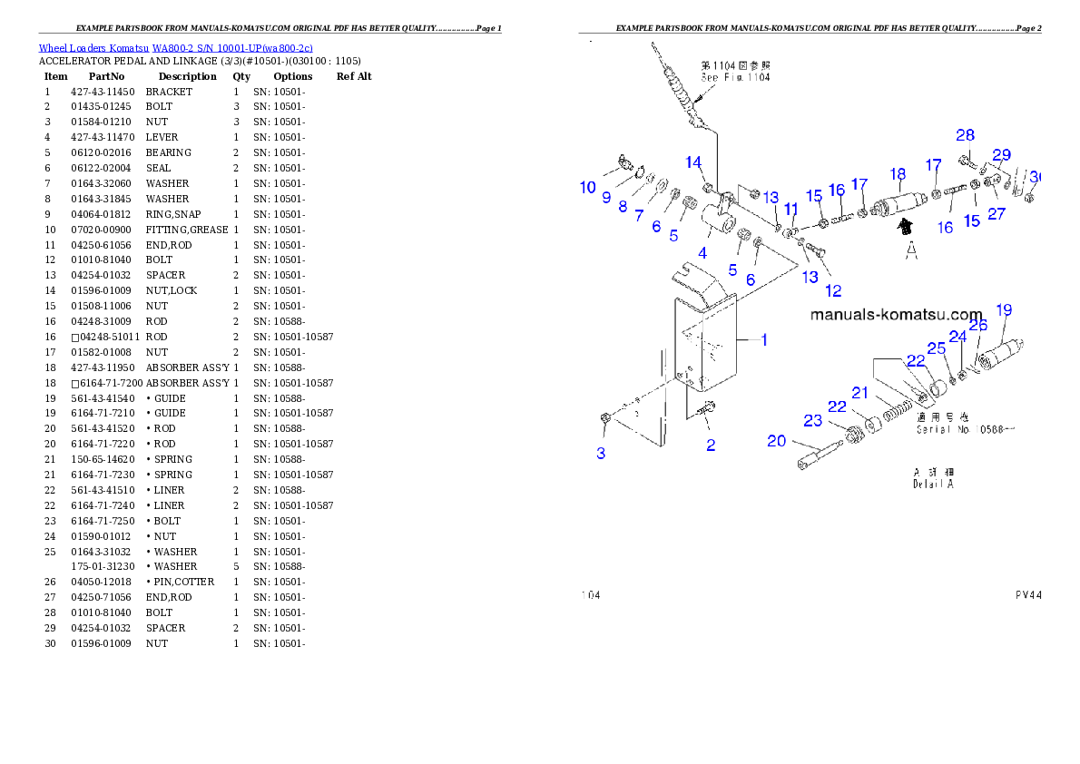 Protected: WA800-2 S/N 10001-UP Partsbook