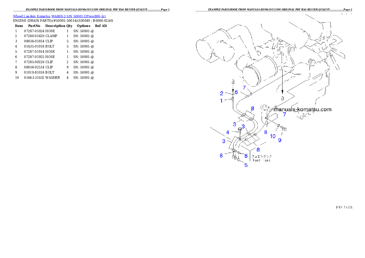 Protected: WA800-3 S/N 50001-UP Partsbook