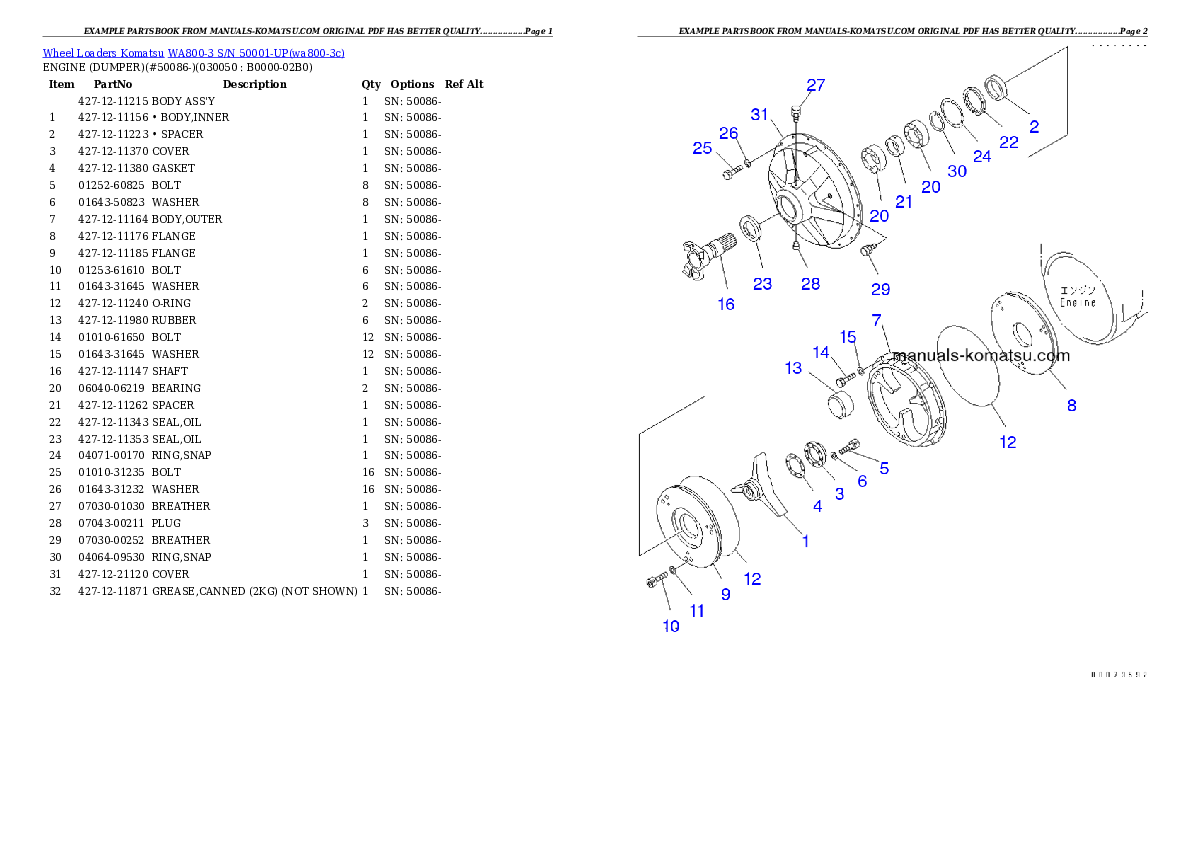 Protected: WA800-3 S/N 50001-UP Partsbook