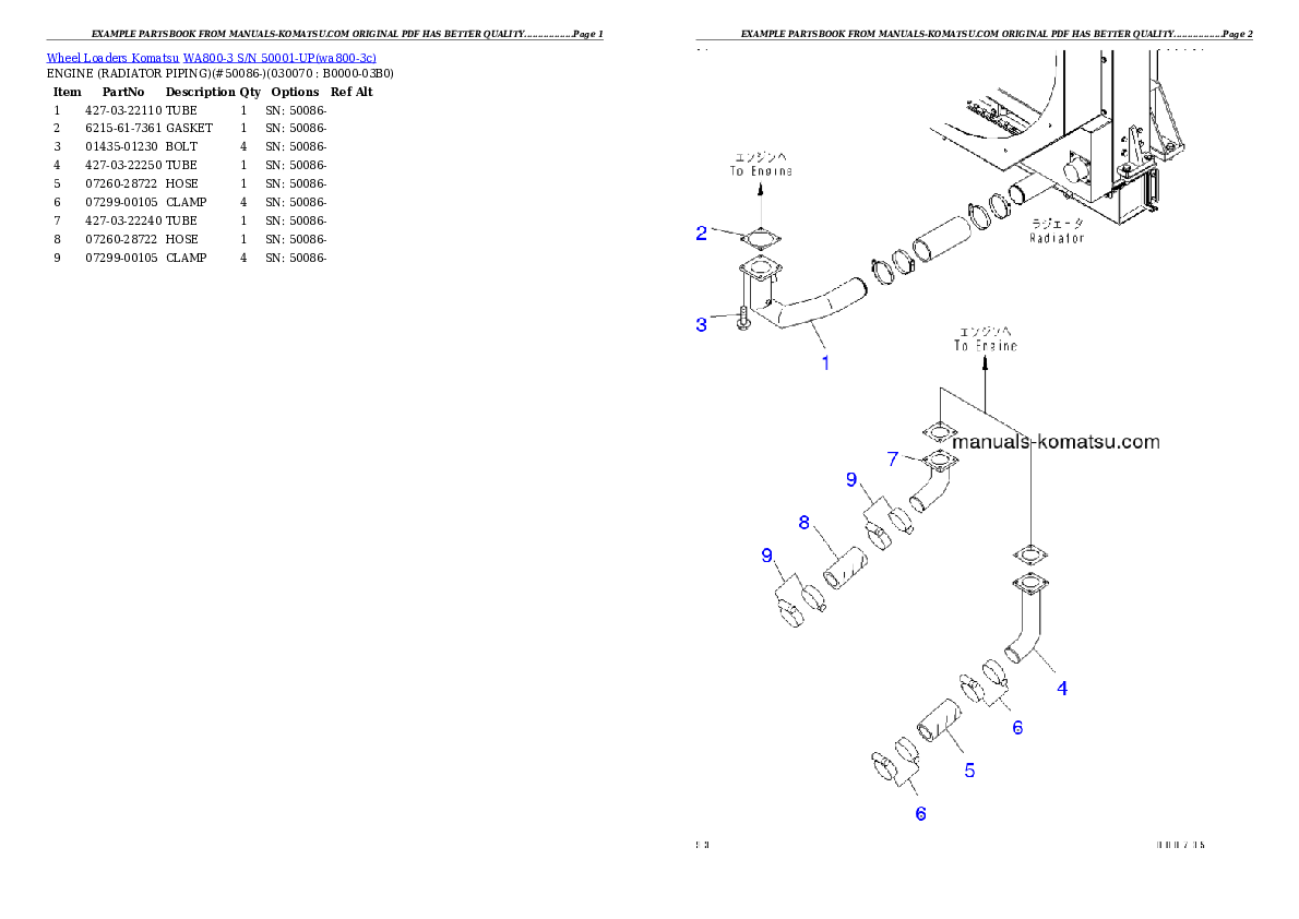 Protected: WA800-3 S/N 50001-UP Partsbook