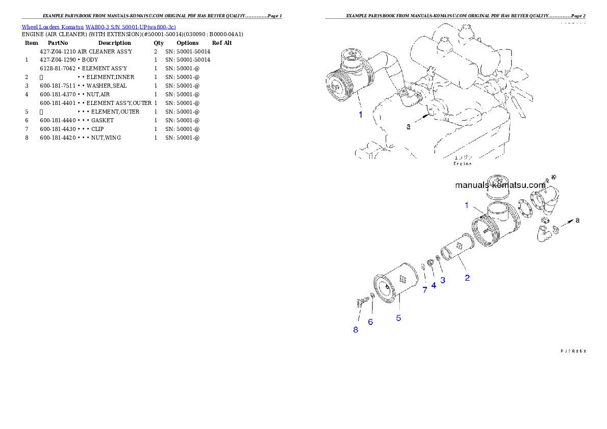 Protected: WA800-3 S/N 50001-UP Partsbook