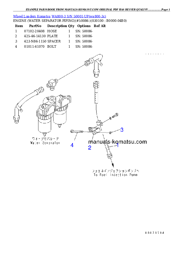 Protected: WA800-3 S/N 50001-UP Partsbook