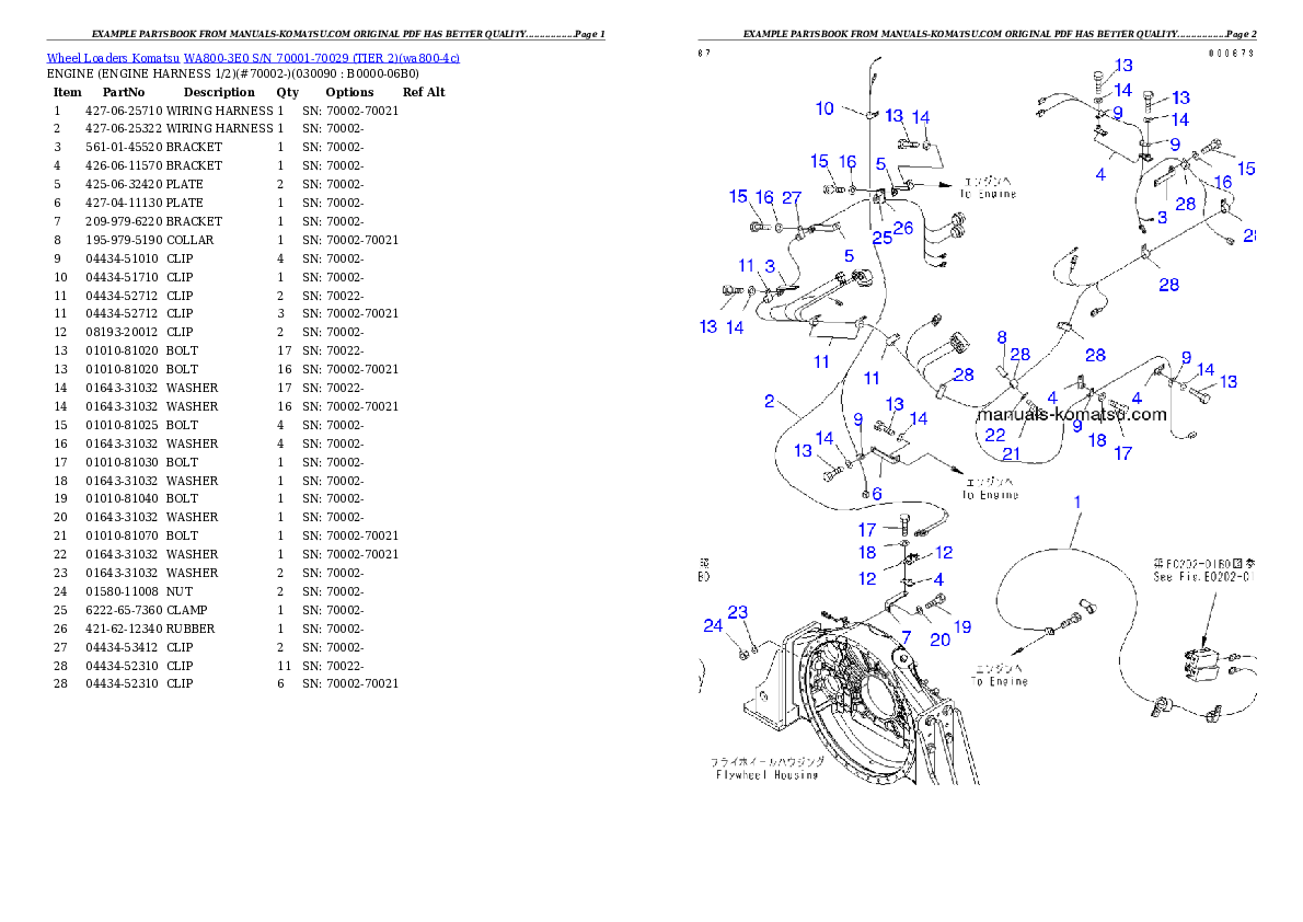 Protected: WA800-3E0 S/N 70001-70029 (TIER 2) Partsbook