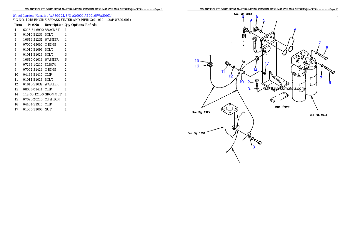 Protected: WA800-2L S/N A20001-A20019 Partsbook