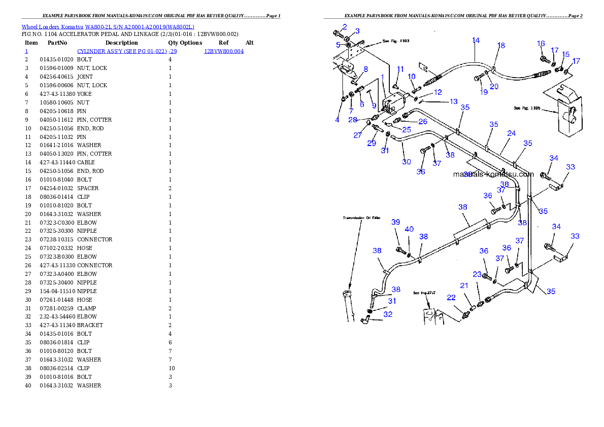 Protected: WA800-2L S/N A20001-A20019 Partsbook