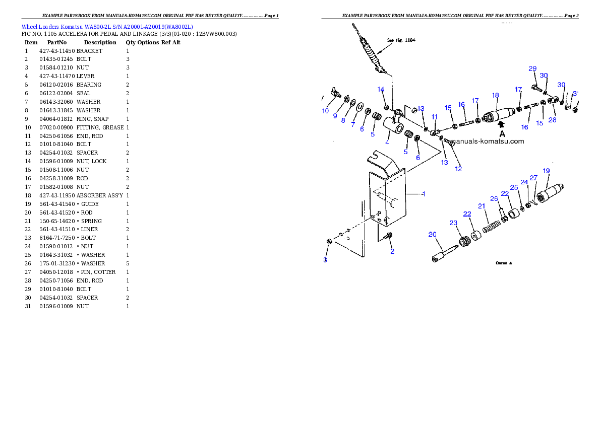 Protected: WA800-2L S/N A20001-A20019 Partsbook