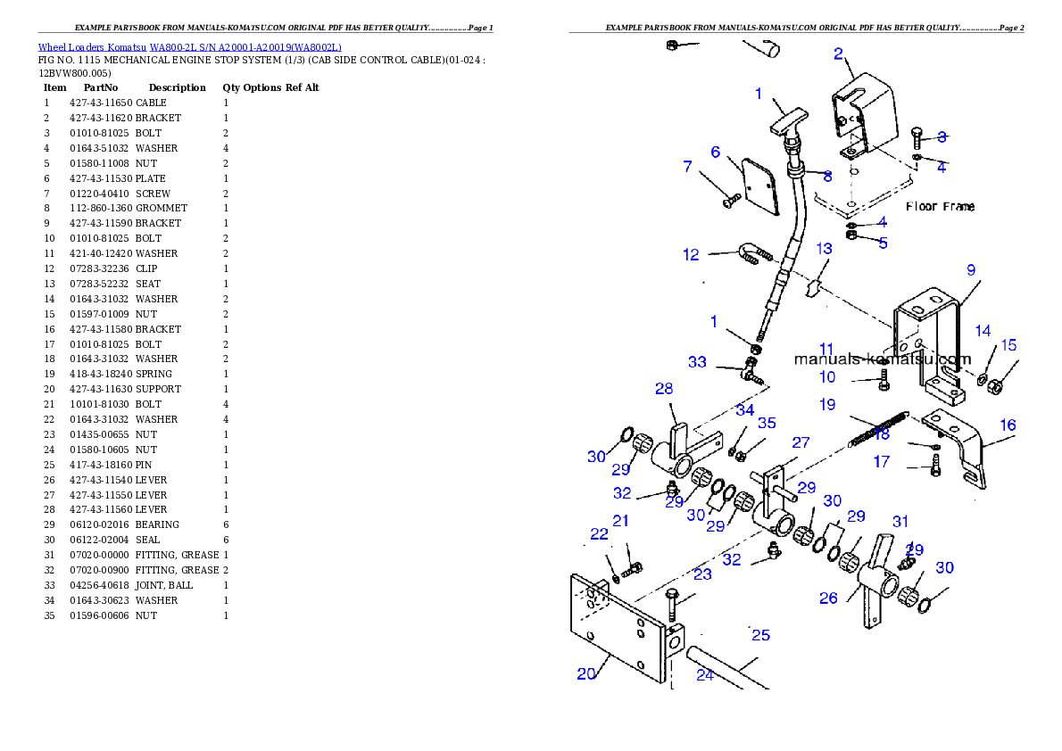 Protected: WA800-2L S/N A20001-A20019 Partsbook