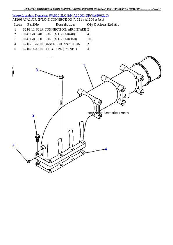 Protected: WA800-3LC S/N A50001-UP Partsbook