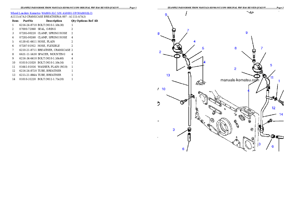 Protected: WA800-3LC S/N A50001-UP Partsbook