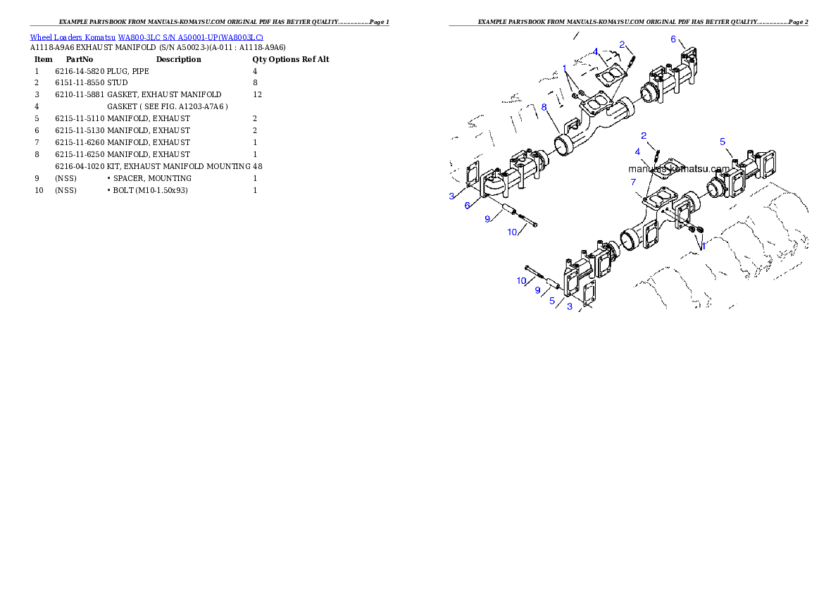 Protected: WA800-3LC S/N A50001-UP Partsbook