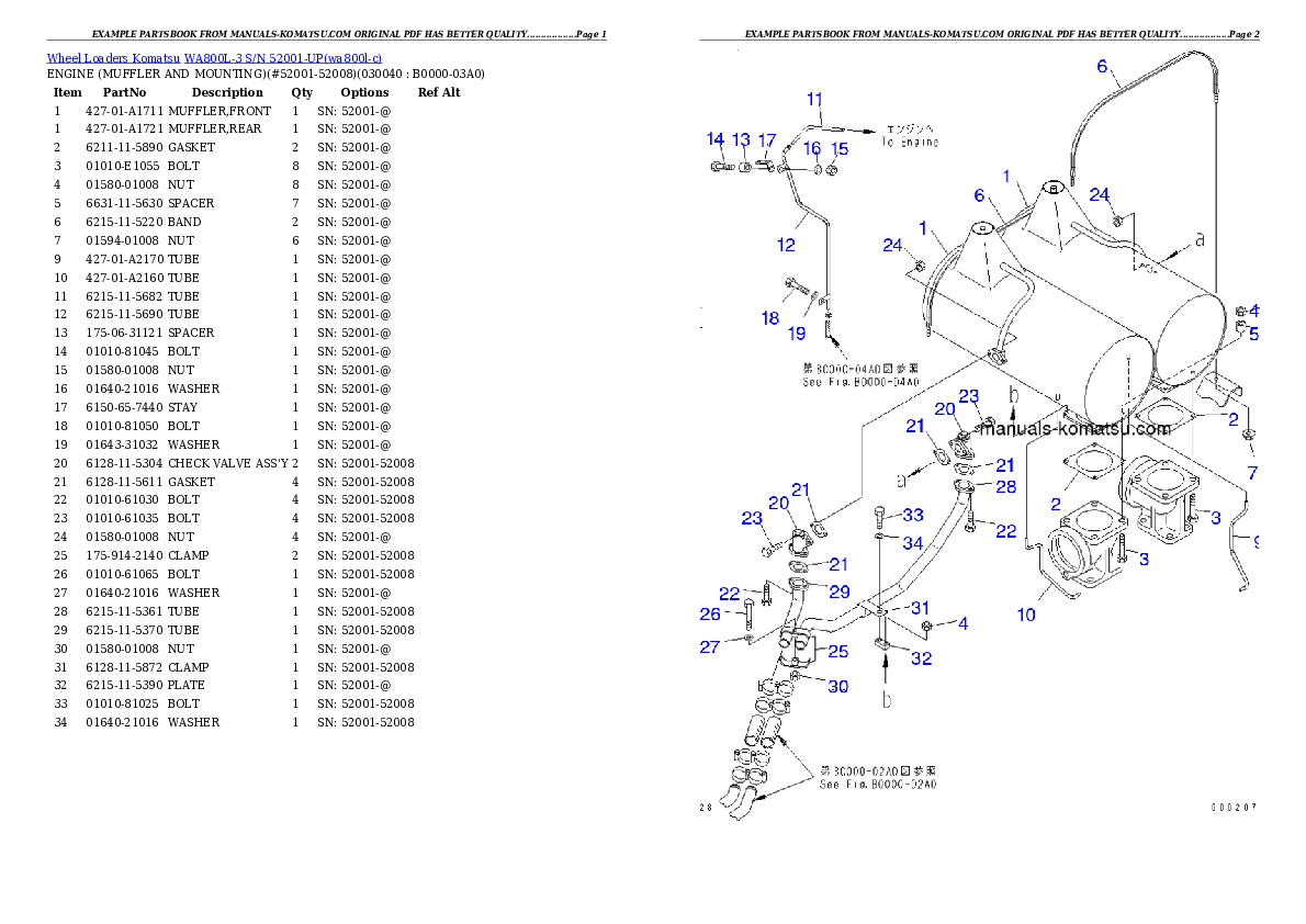 Protected: WA800L-3 S/N 52001-UP Partsbook
