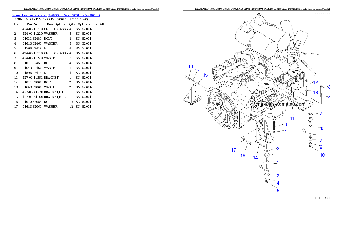 Protected: WA800L-3 S/N 52001-UP Partsbook