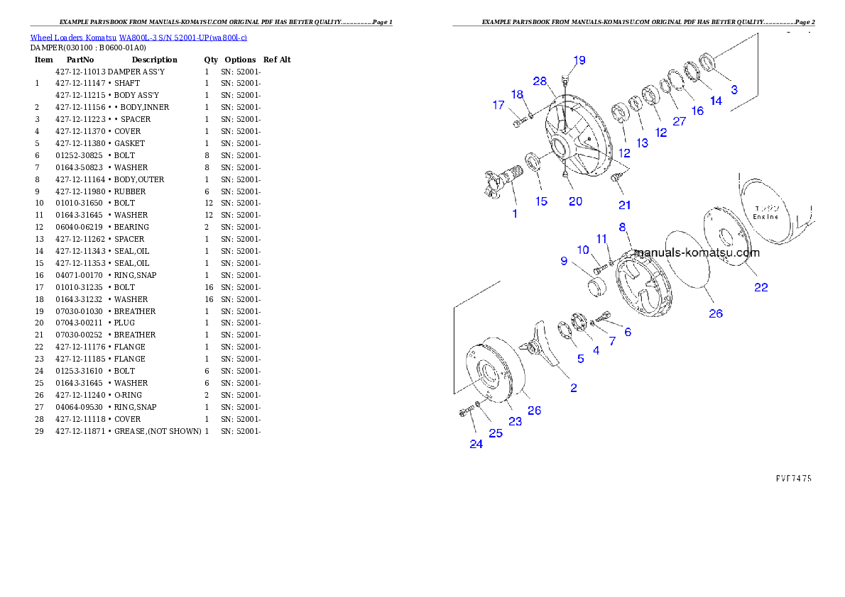 Protected: WA800L-3 S/N 52001-UP Partsbook